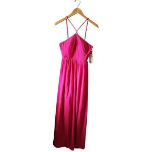 GB Gianni Bini sz medium magenta pink maxi gown keyhole halter prom dress gown